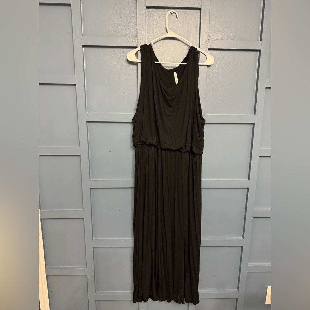 Black Sleeveless Cowl Neck Maxi Sundress
